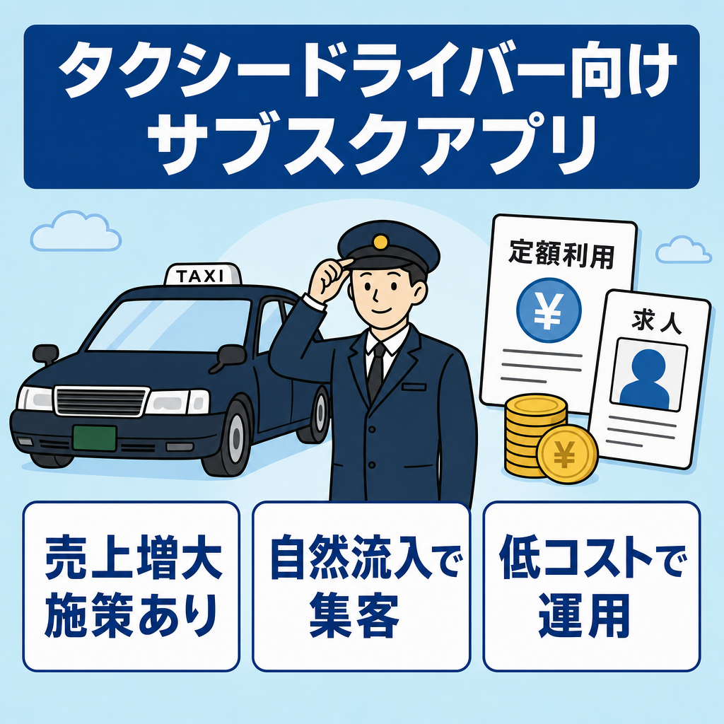 【売上増大施策あり】タクシードライバー向けサブスクアプリ