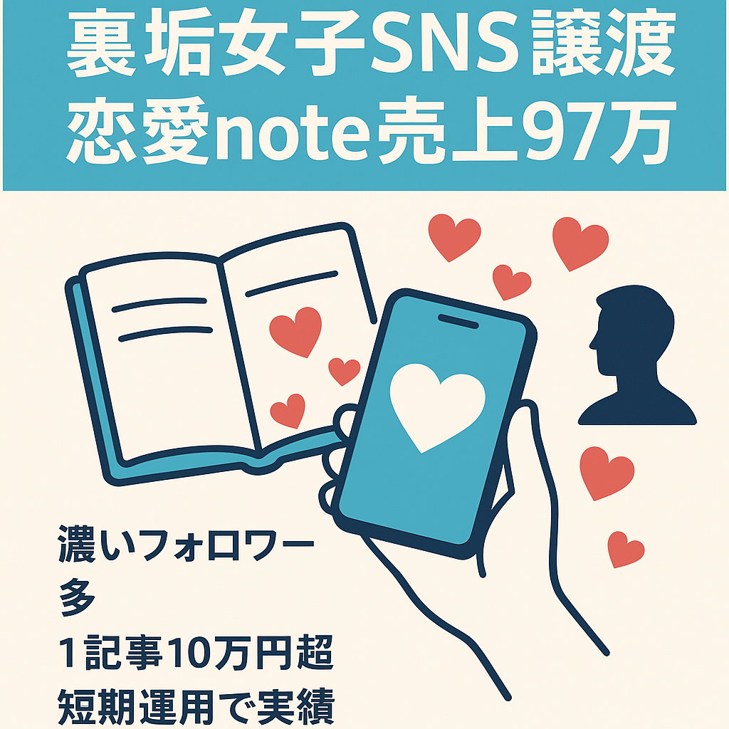 【運用6ヵ月で売上97万円】noteを売りやすい非モテ男性向け裏垢女子アカウント / noteアカウントも譲渡 / 濃いフォロワー多数 / 1コンテンツ10万円以上の売上可能