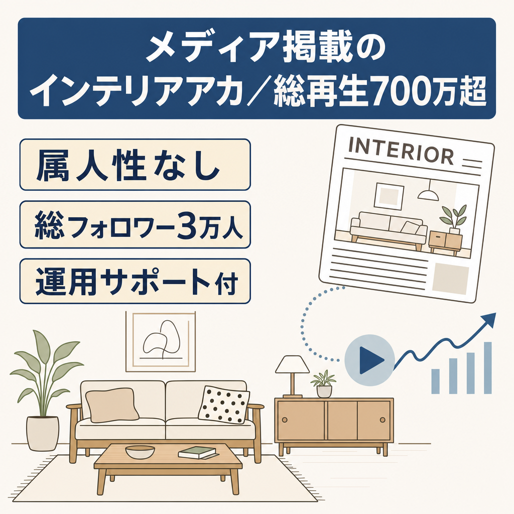 メディア掲載実績あり！総フォロワー約3万人！総再生数７００万越えインテリア系アカウント