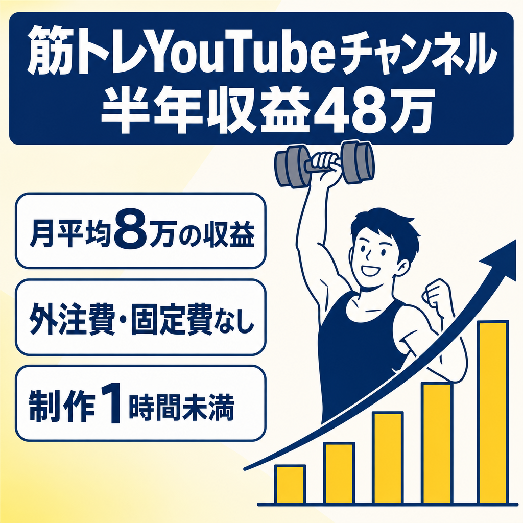 【直近半年で収益48万】外注なし・利益率100%で毎月約8万の利益を出す筋トレ特化YouTube