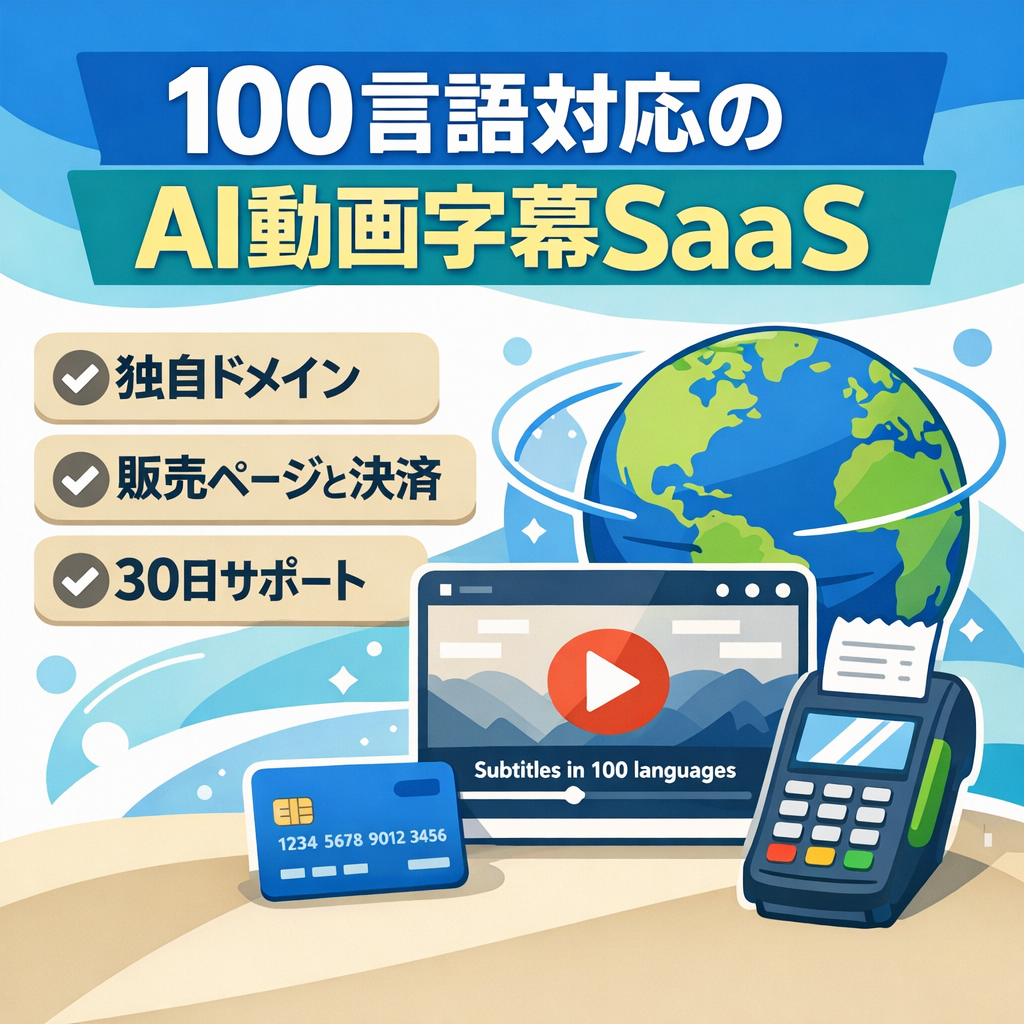【AI動画字幕SaaS】100言語対応・独自ドメイン・Stripe決済・LP完備で即運用可能