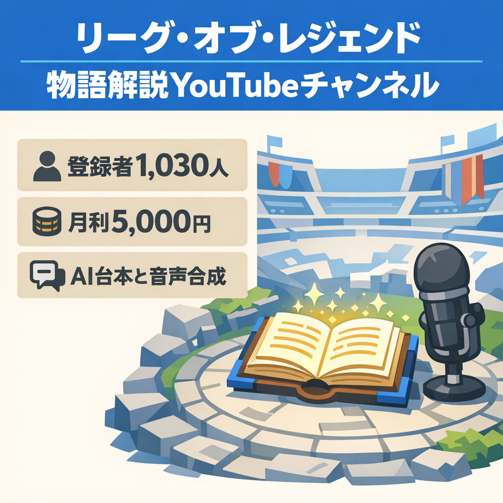 【登録者1,030人人/月利5,000円】世界的大人気ゲーム（LoL）のストーリー特化型解説YouTubeチャンネル