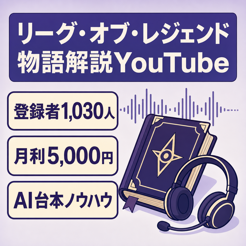【登録者1,030人/月利5,000円】世界的大人気ゲーム（LoL）のストーリー特化型解説YouTubeチャンネル
