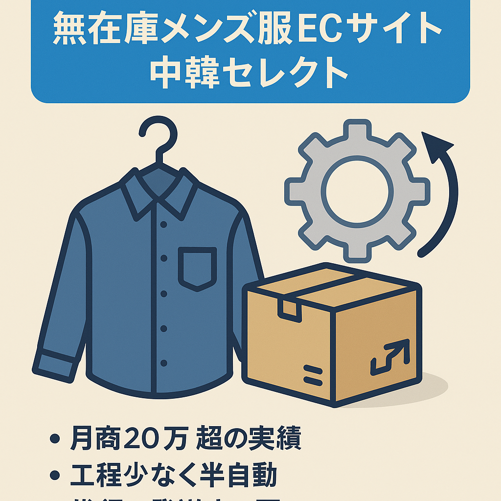 【1人運営可・在庫不要】無在庫セレクトEC/中国・韓国メンズアパレル【過去月商20万円超え・マニュアル完備】