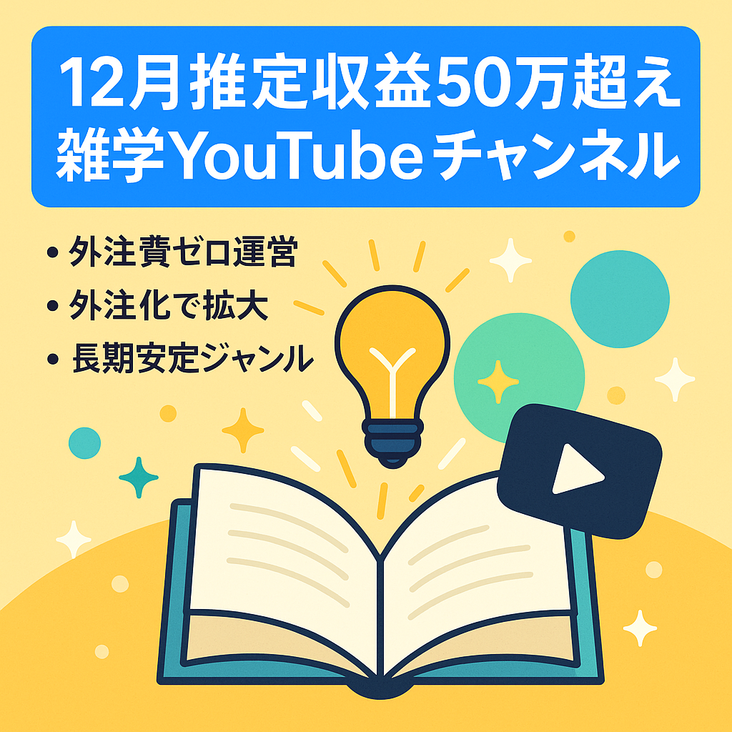 [12月推定収益50万超え]扱いやすい非属人雑学チャンネル