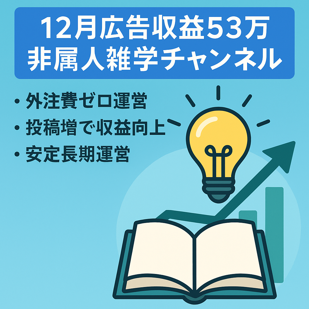 [12月広告収益53万円]扱いやすい非属人雑学チャンネル