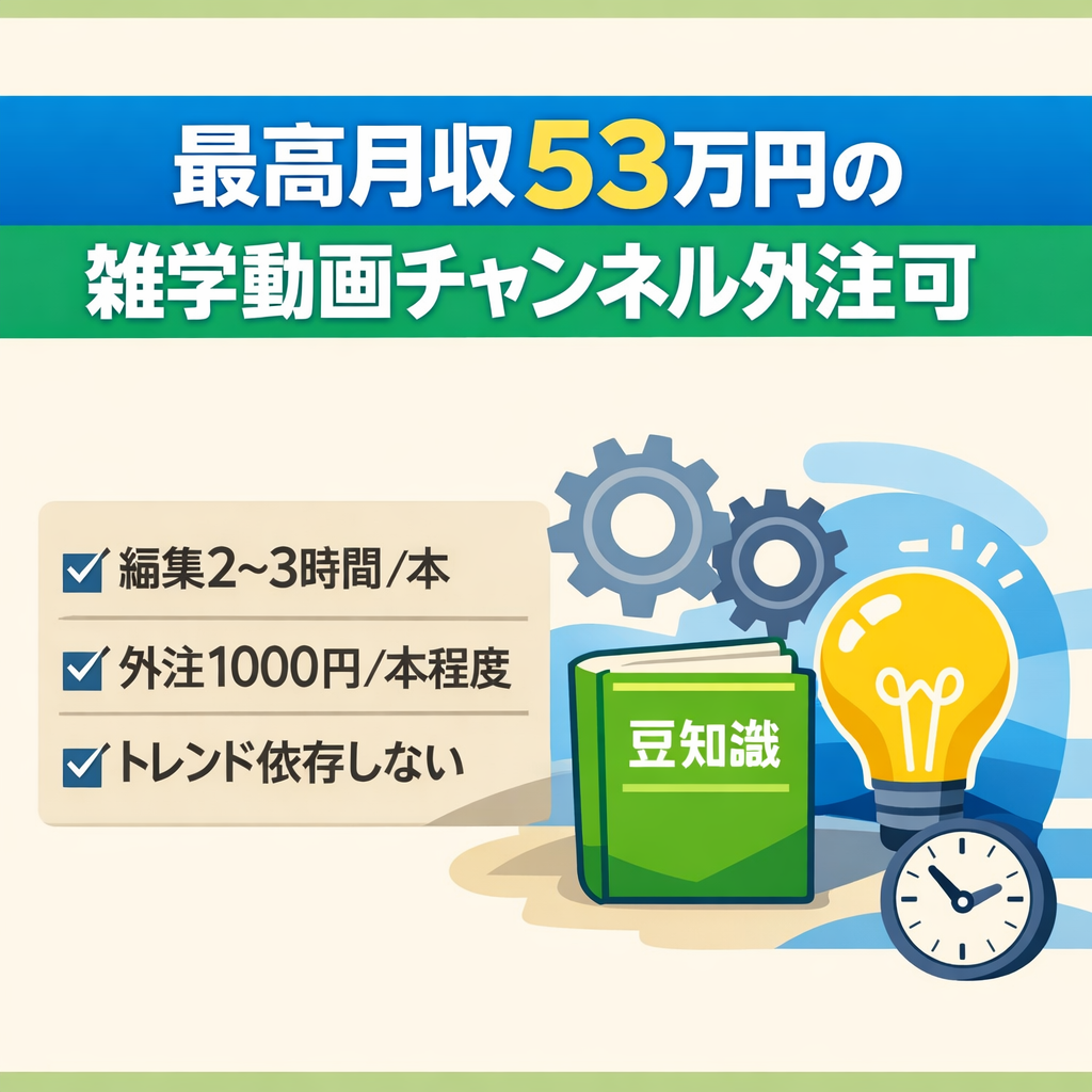 [最高月収53万円]7ヶ月運営の雑学チャンネル全外注化可能