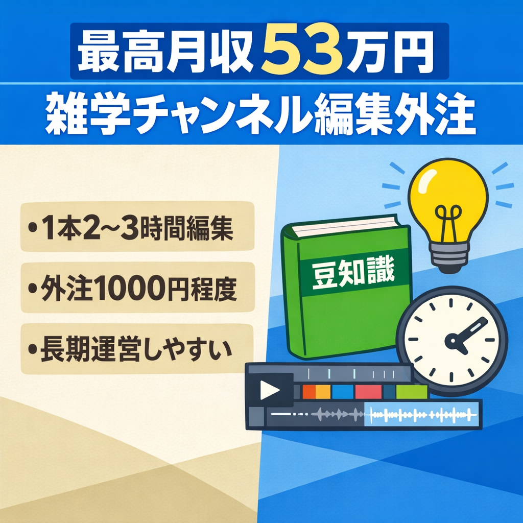 [最高月収53万円]7ヶ月運営の雑学チャンネル動画編集外注済