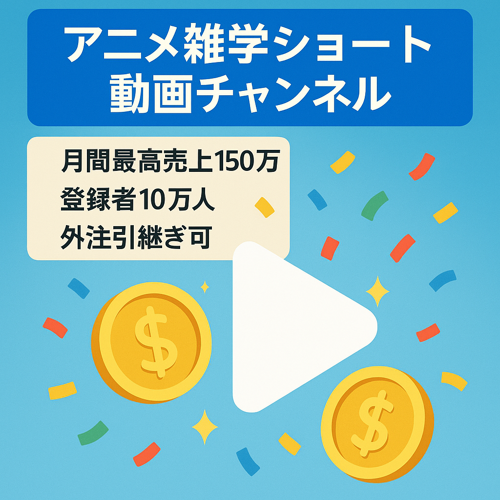 【月間最高売り上げ150万】【登録者１０万人】アニメ雑学ショート動画チャンネル【属人性なし】