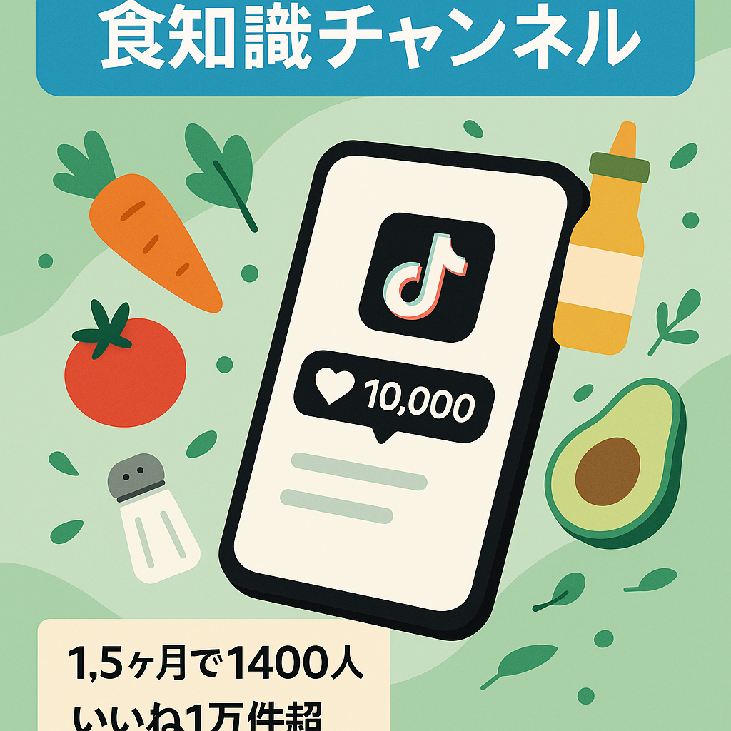 【TikTok - 6/7に開設から総再生数約160万回｜フォロワー1,400人｜いいね10,000】属人性なしの食の知識に関するチャンネル YouTubeアカウントおまけ付