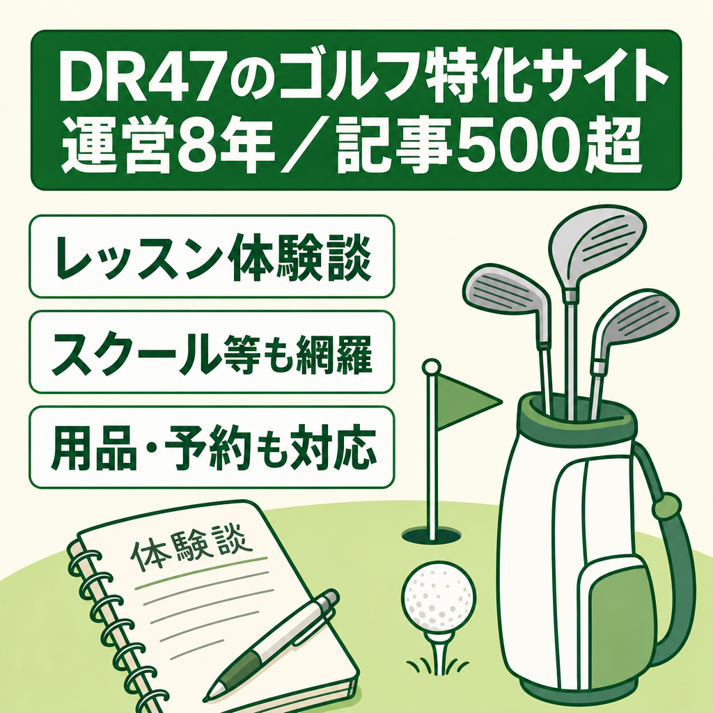 【DR47】運営歴8年以上のゴルフ特化サイト／記事数500以上／リアル体験談記事あり