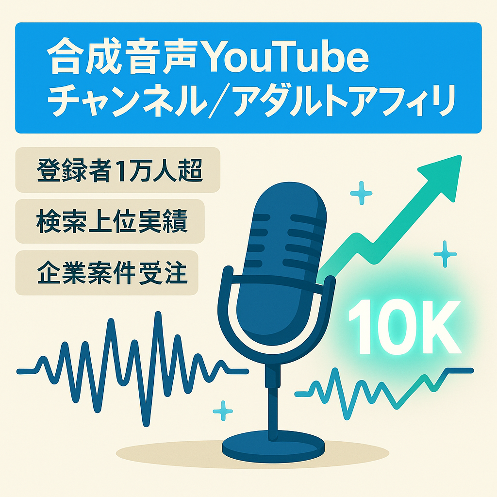【登録者1万人以上 , SEO 1位】合成音声ソフトを使ったアダルトアフィリエイト【企業案件多数受注可能】