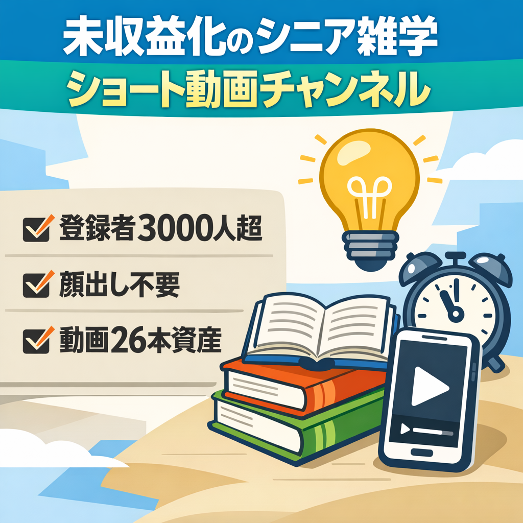 【シニア雑学/ショート動画】登録者3,000人超え｜顔出し不要・外注なし『未収益化』