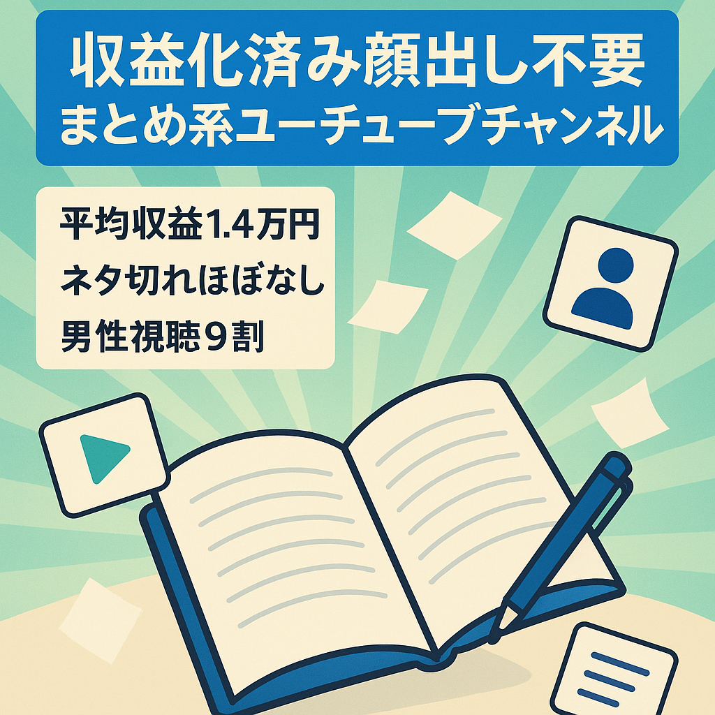 【平均収益1.4万】顔出し不要のまとめ系YouTubeチャンネル【収益化済み】