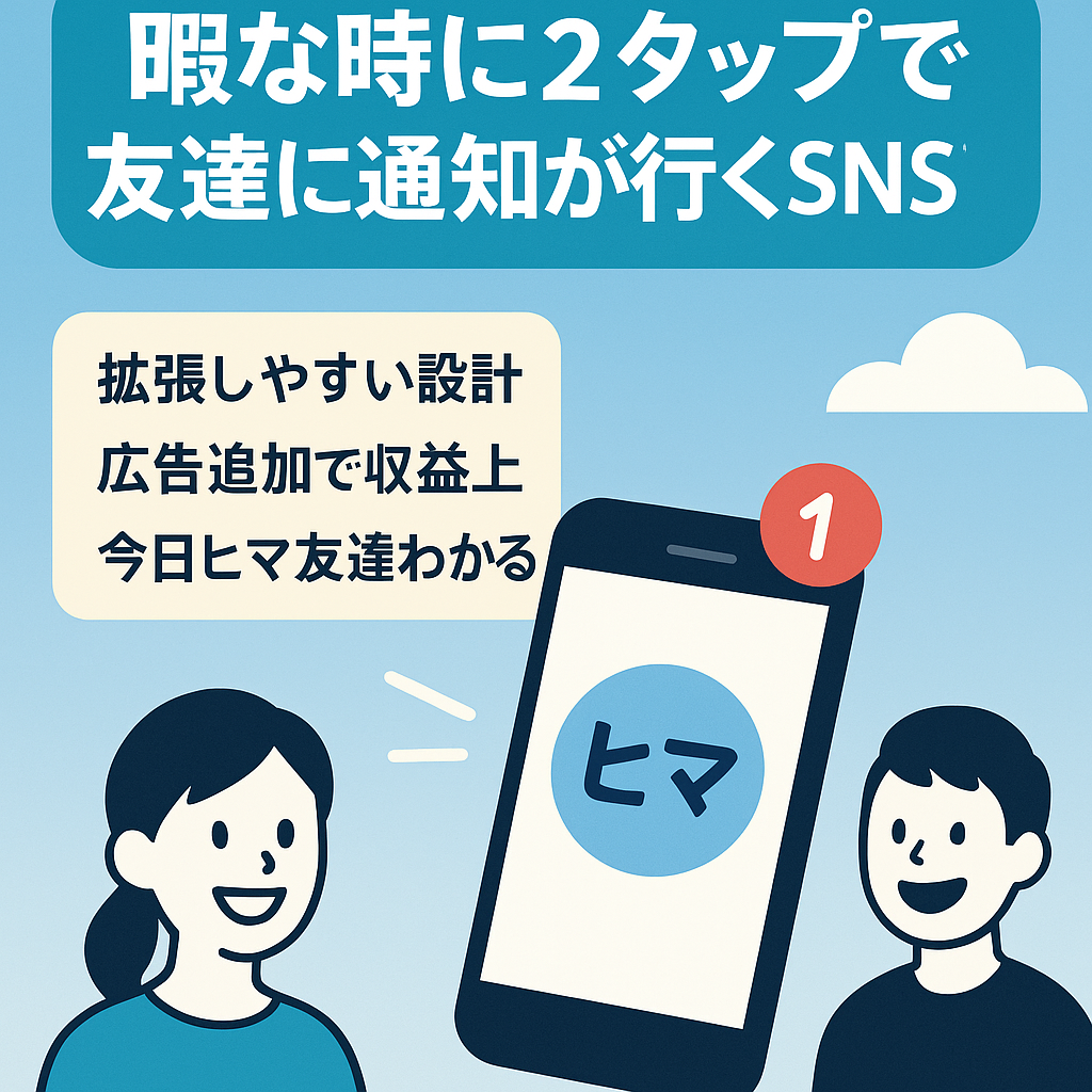 【iOS】暇な時に2タップで友達に通知が行くSNSアプリ