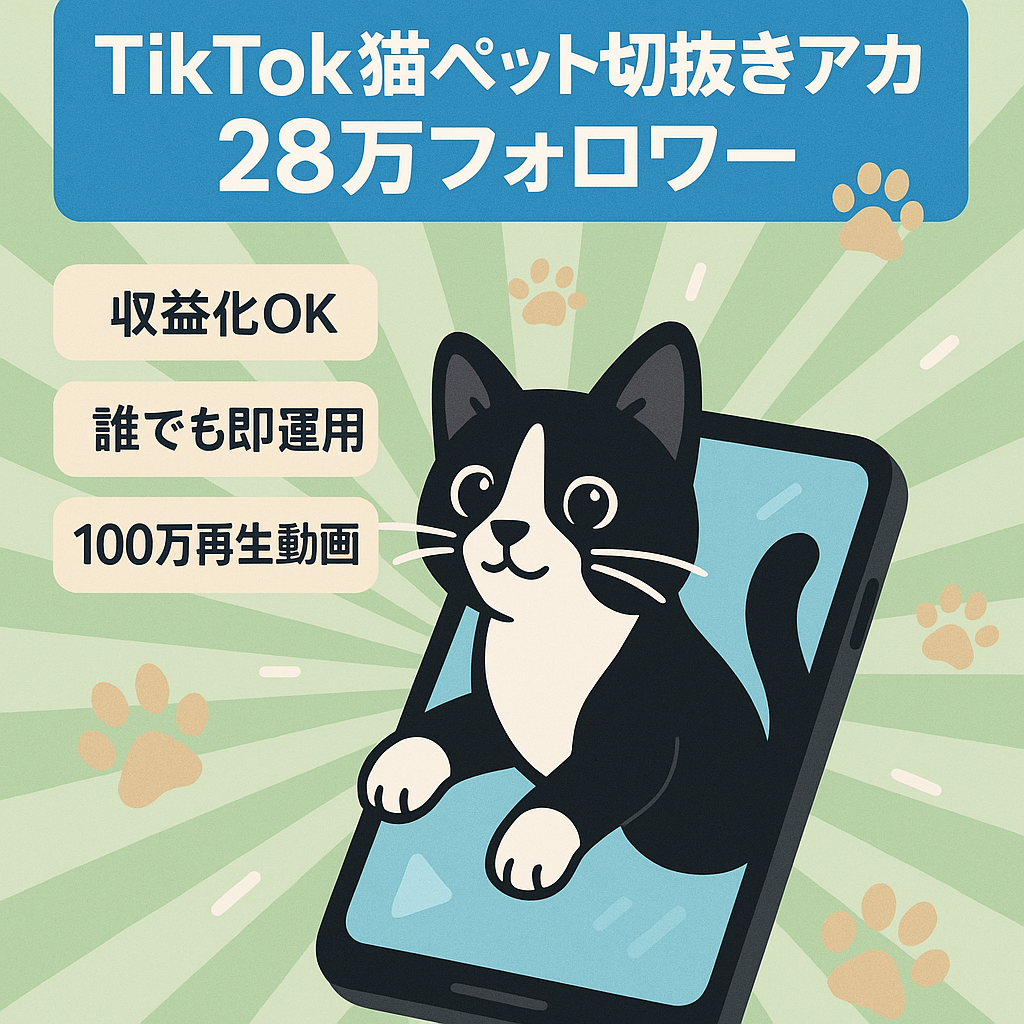 tiktok フォロワー28万人　猫系ペット切抜き動画投稿