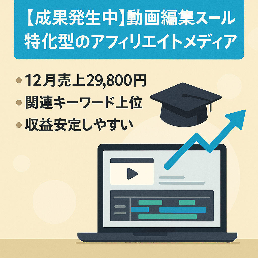 【成果発生中】動画編集スクール特化型のアフィリエイトメディア