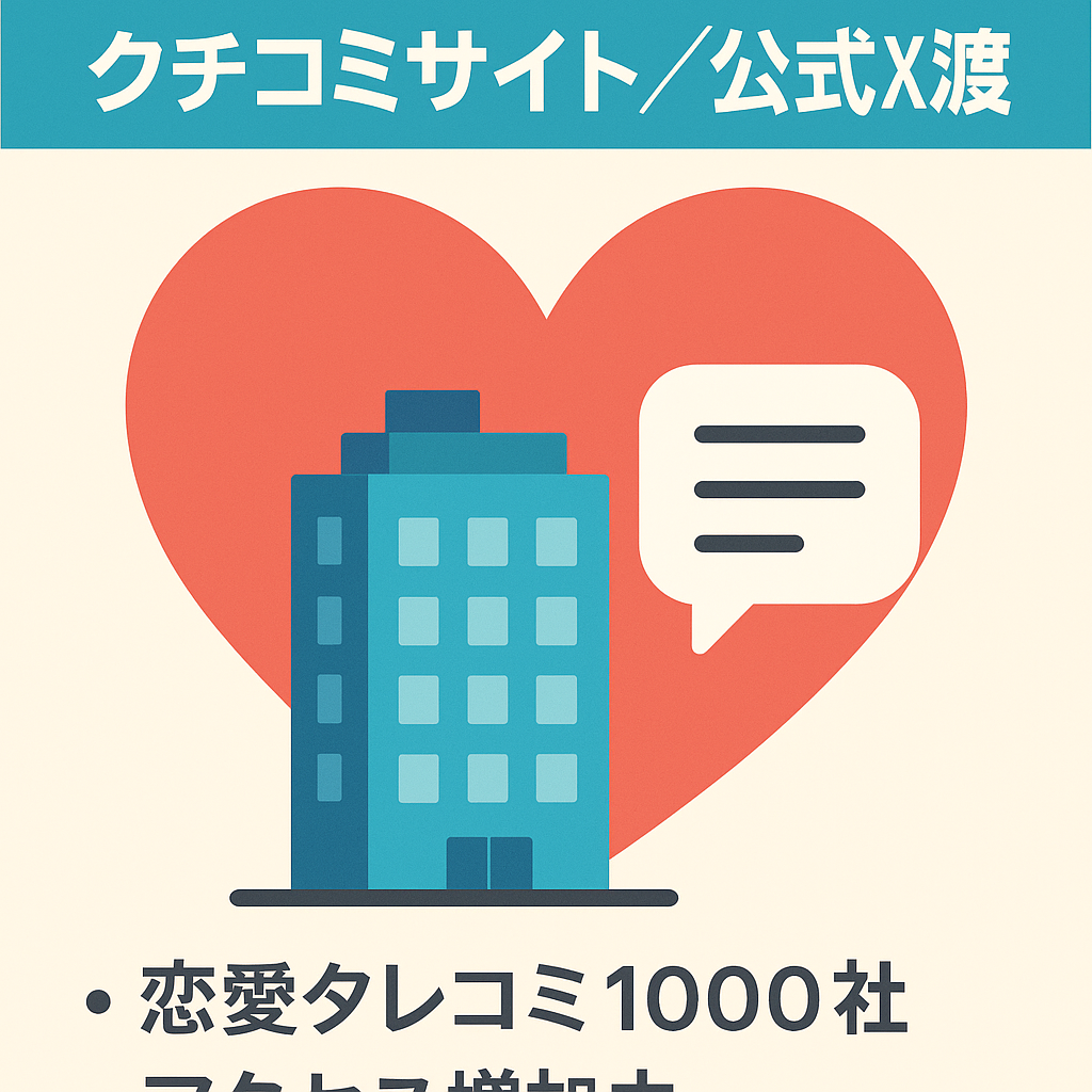 【出版歴ありの恋愛メディア】恋愛×企業のクチコミサイト（1000社以上の掲載、権威性あり、フォロワー5800人の公式Xもセットで譲渡可）