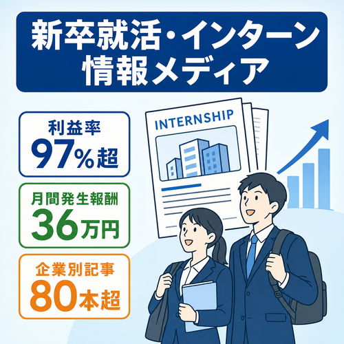 【利益率97%】直近3ヶ月で月間発生報酬：36万円まで成長した新卒就活・インターン情報メディア