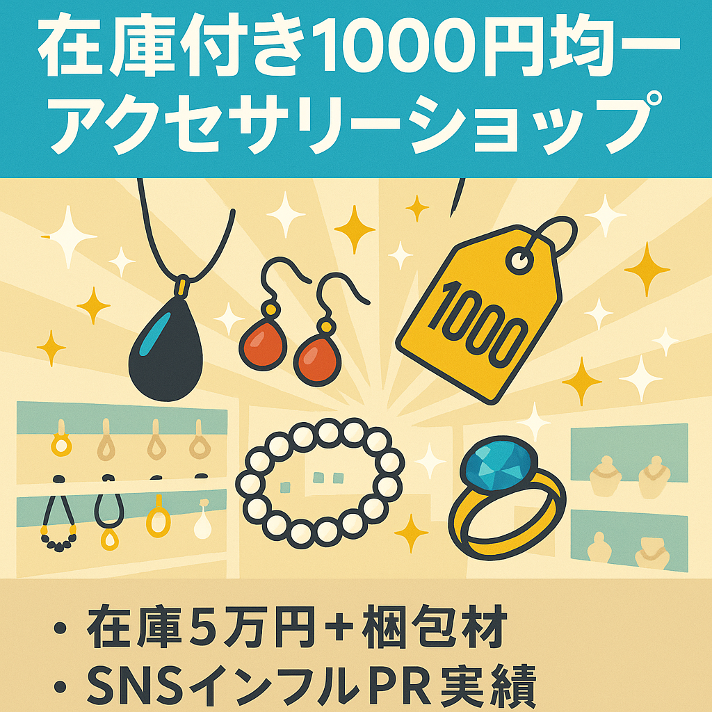 【約5万円分の在庫&梱包材付き】1000円均一アクセサリーショップ