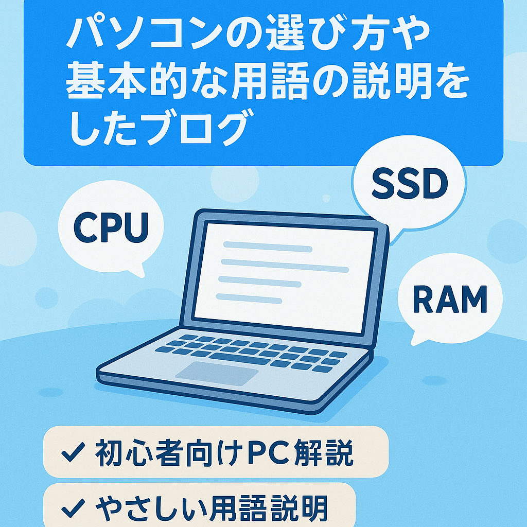 パソコンの選び方や基本的な用語の説明をしたブログ