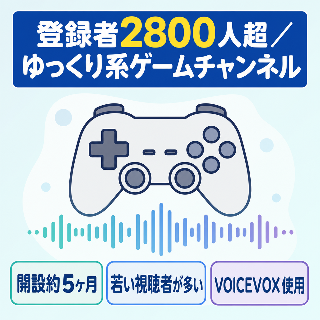 【ゆっくり系】チャンネル登録者数2800人超の合成音声ゲームチャンネルch