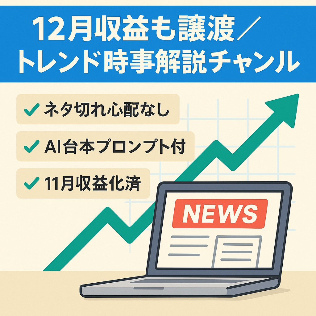 【12月の収益もお譲りします！】トレンド・時事系解説のゆっくり解説チャンネル