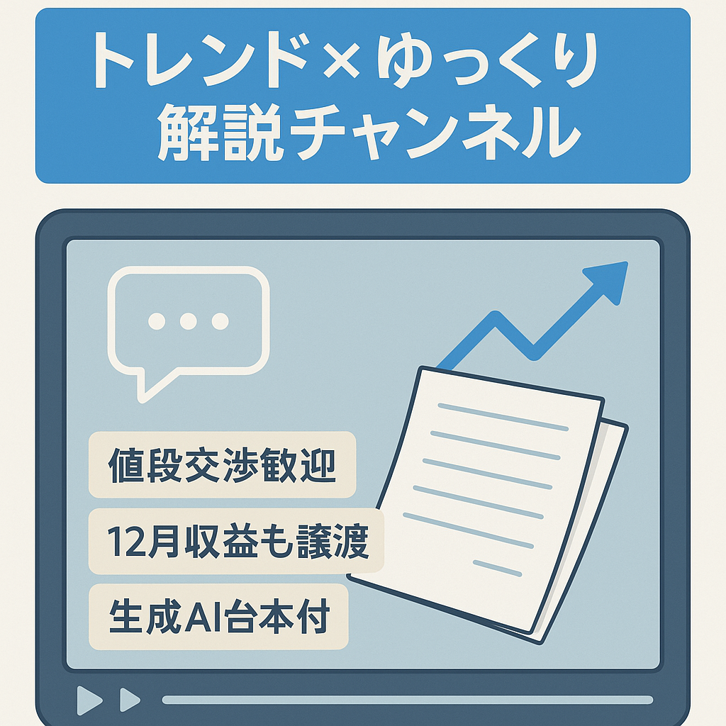 【値段交渉大歓迎】【12月の収益も譲渡対象】トレンド解説のゆっくり解説チャンネル