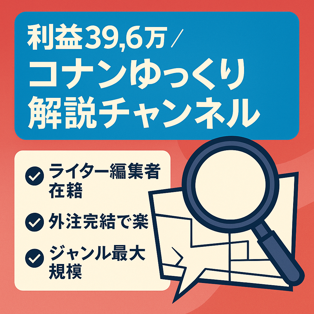 【10月利益396,503円】大人気漫画「名探偵コナン」のゆっくり解説チャンネル
