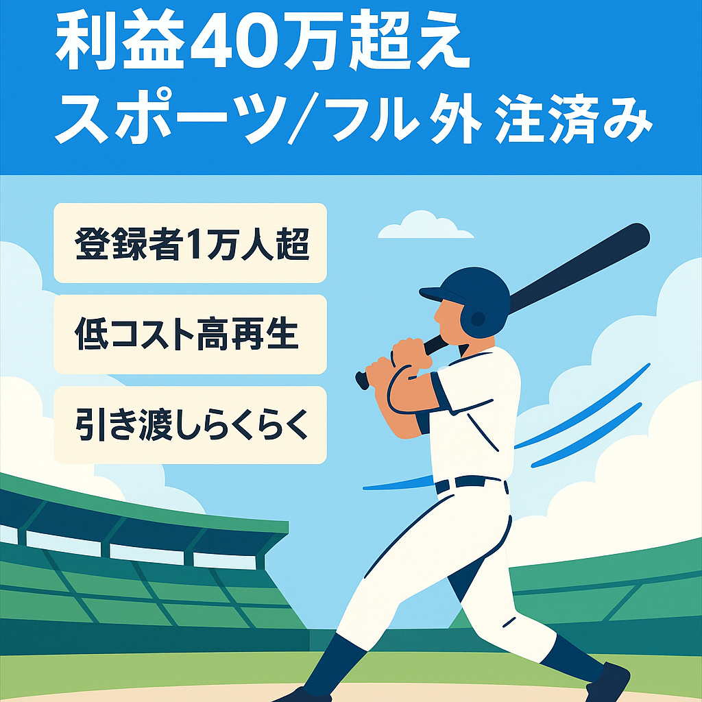 【1月利益40万超え】右肩上がりで成長中！スポーツ系チャンネル【登録者1万人超え / フル外注化】