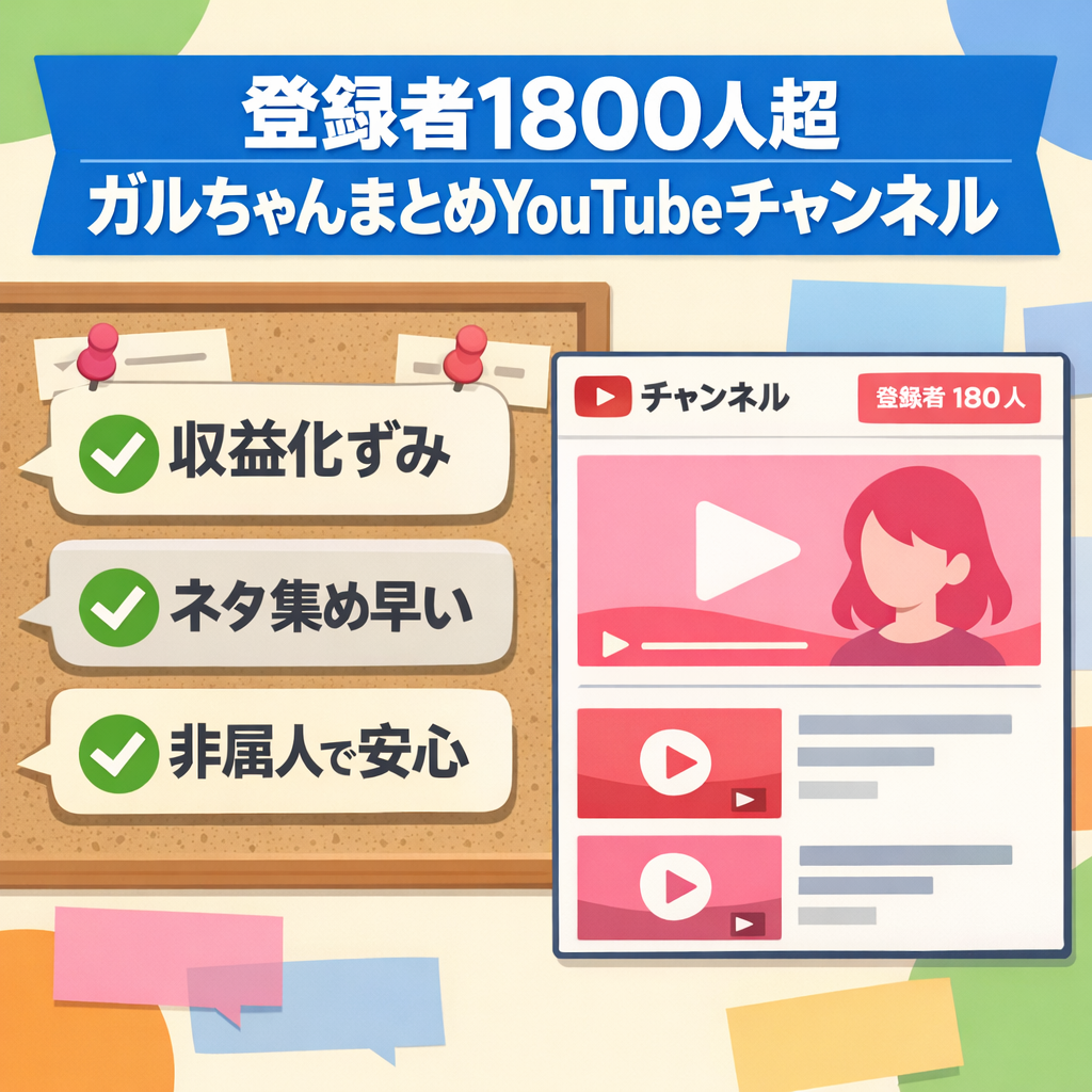 登録者1800人越え/ガルちゃんまとめ系YouTubeチャンネル