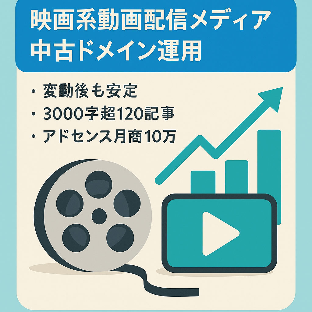 【アップデート後も収益安定】映画系中古ドメインを使用したVOD特化メディア【DR31・DA33】