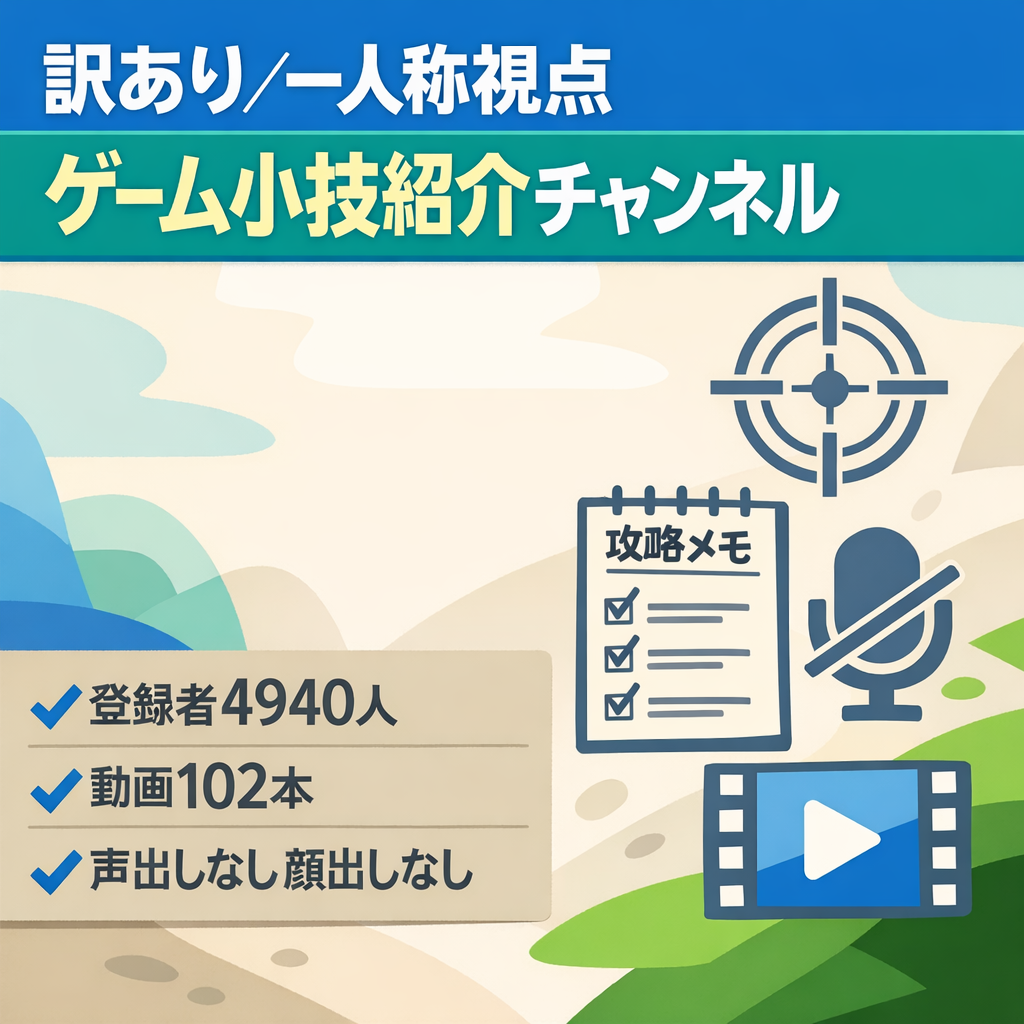 訳あり：【声出しなし顔出しなし！登録者約5000人！】有名FPSゲームの小技の紹介チャンネル【ネットの反応などに変更可】