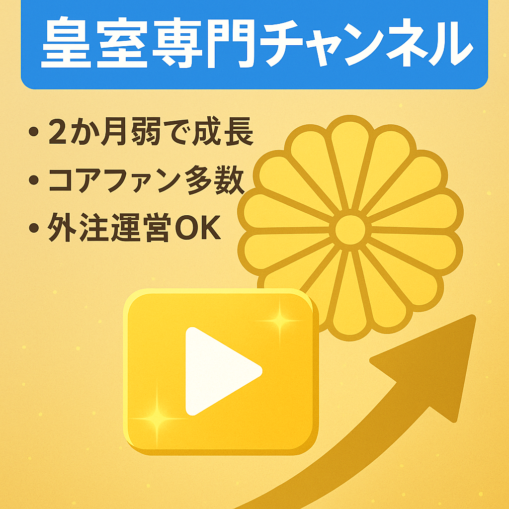 【チャンネル登録者数3000人超え／収益化済み】皇室に特化した専門チャンネル