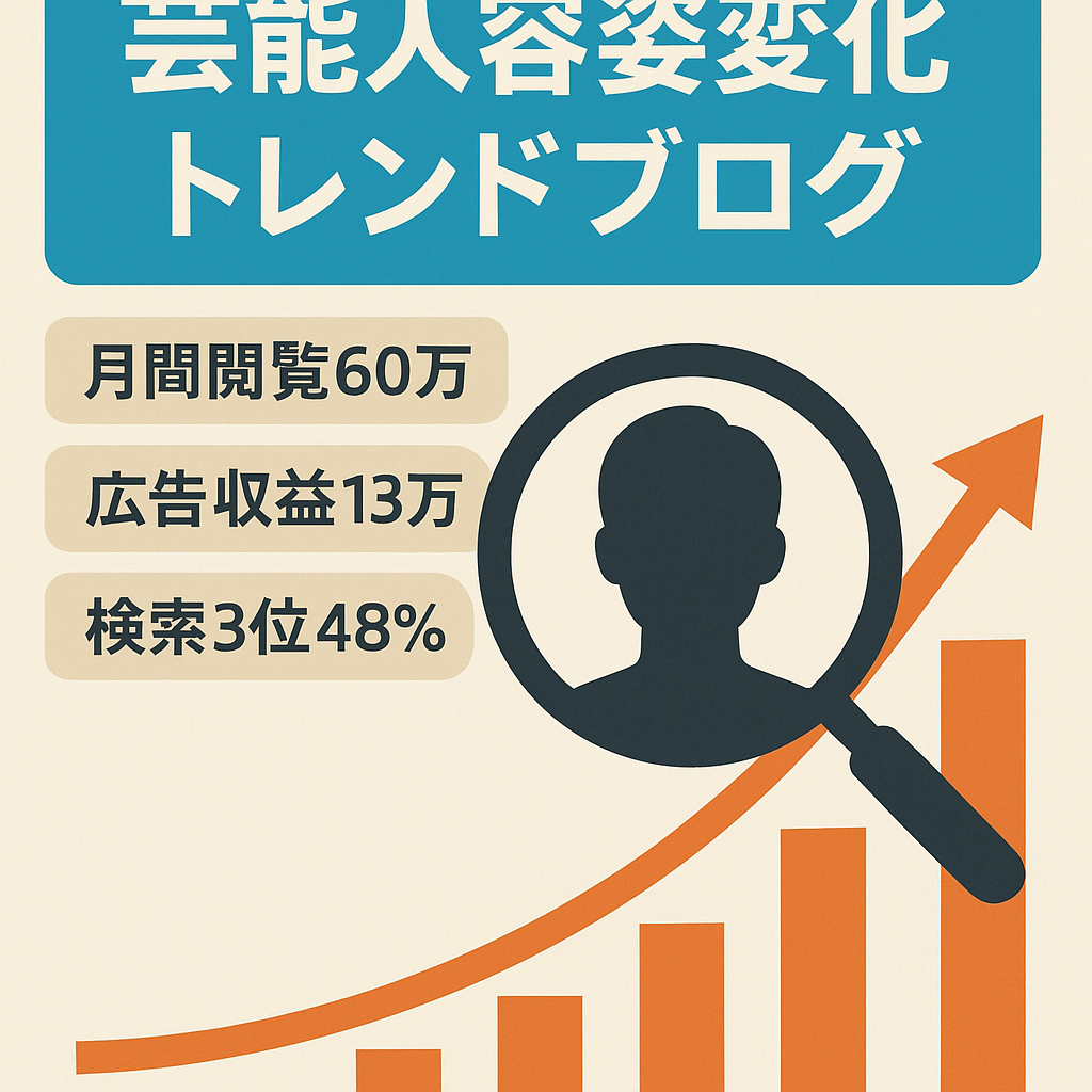 【月間60万PV実績あり】上位表示キーワード多数でSEO高評価！芸能人の容姿変化にプチ特化したトレンドブログ！