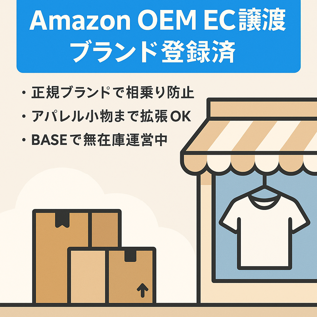 EC事業譲渡　Amazon　簡易OEM商品　ブランド登録済　BASE無在庫　2セット