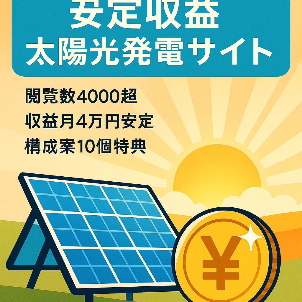【最高月90,000円超】PV・収益が安定している太陽光発電サイト