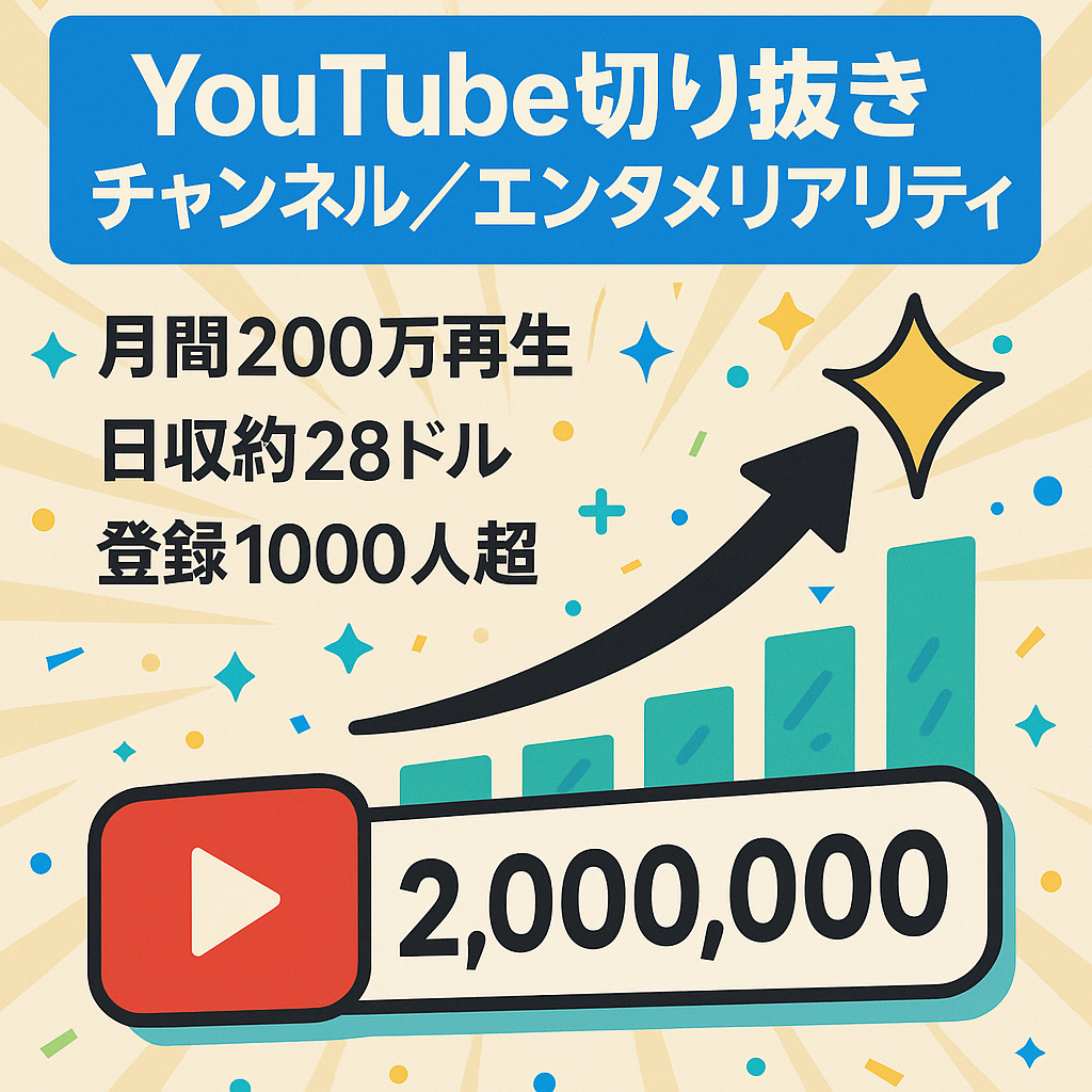 【訳あり】【総再生回数２００万回越え】youtube切り抜きchannel（エンタメ・リアリティーショー）