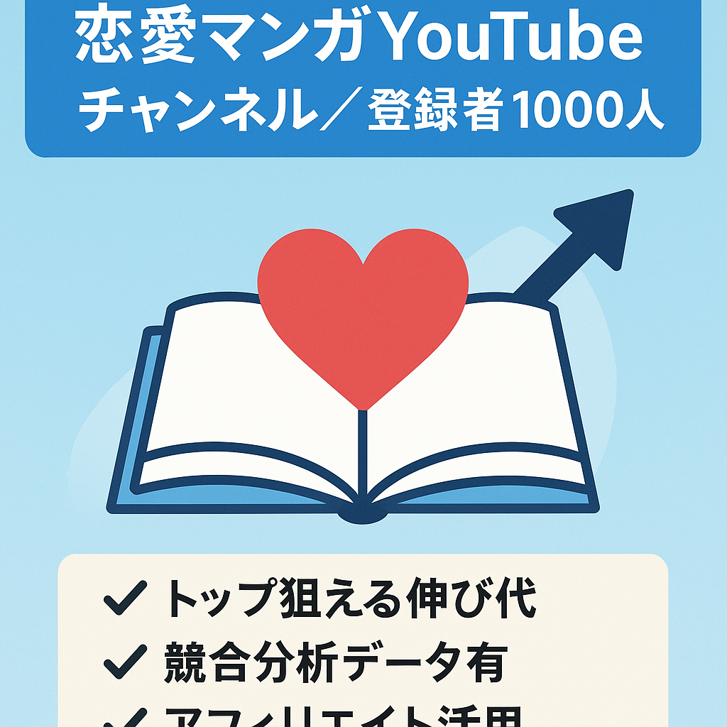 【男性向け恋愛マンガチャンネル】チャンネル登録者1000人超え！恋愛系のアフィリエイトなどにも活用可能なYouTubeチャンネル