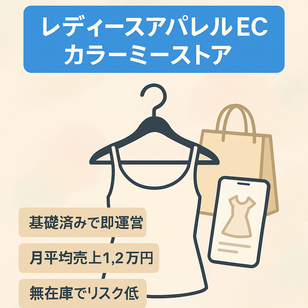 基礎のできたレディースアパレルのカラーミーストア、月平均12000円の売上、 最高で2020年10月は39050円の売上、注力すれば大化けの可能性あります。無在庫販売。