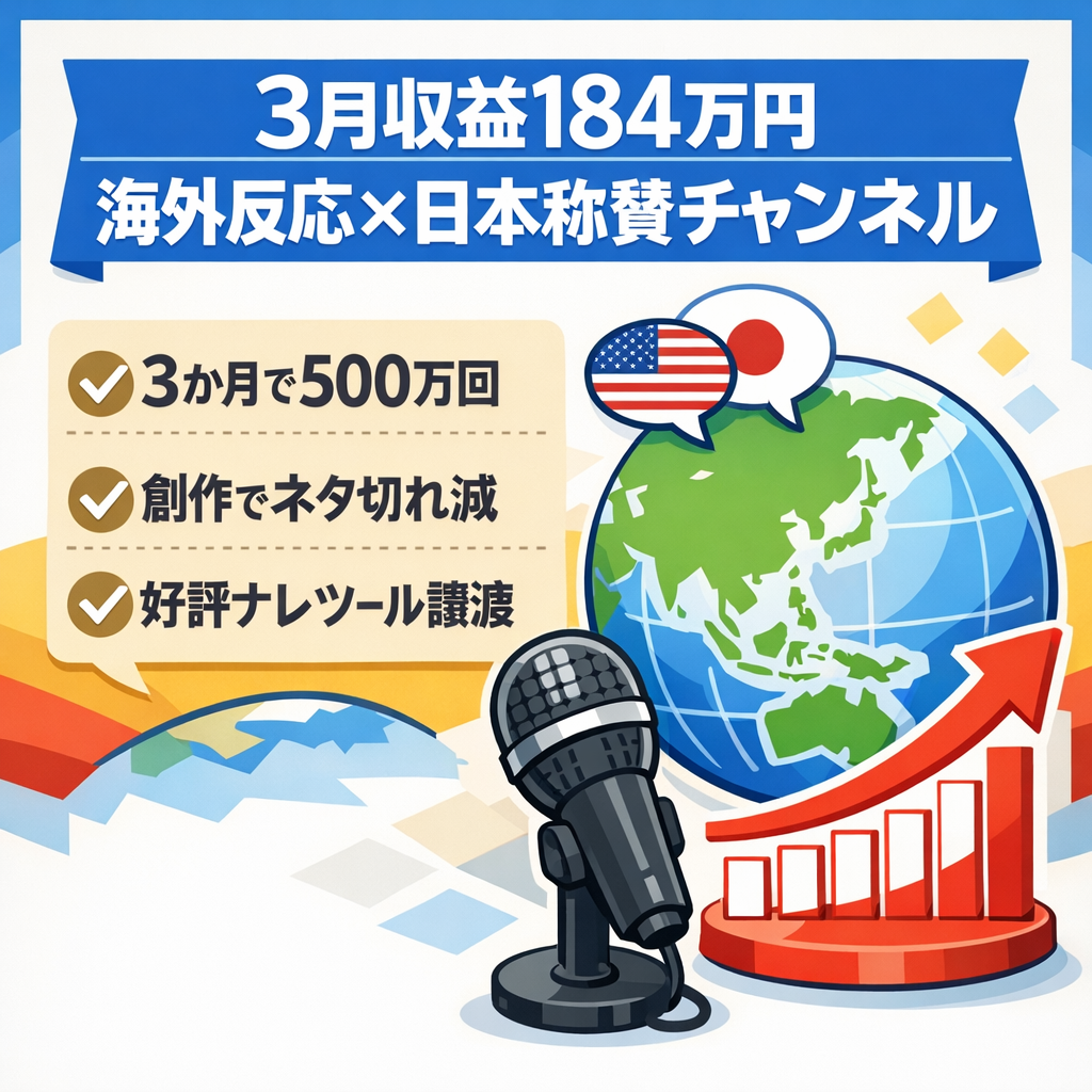 【3月収益184万円】登録者1.1万人｜海外の反応×日本称賛chの非属人チャンネル｜価格交渉歓迎！