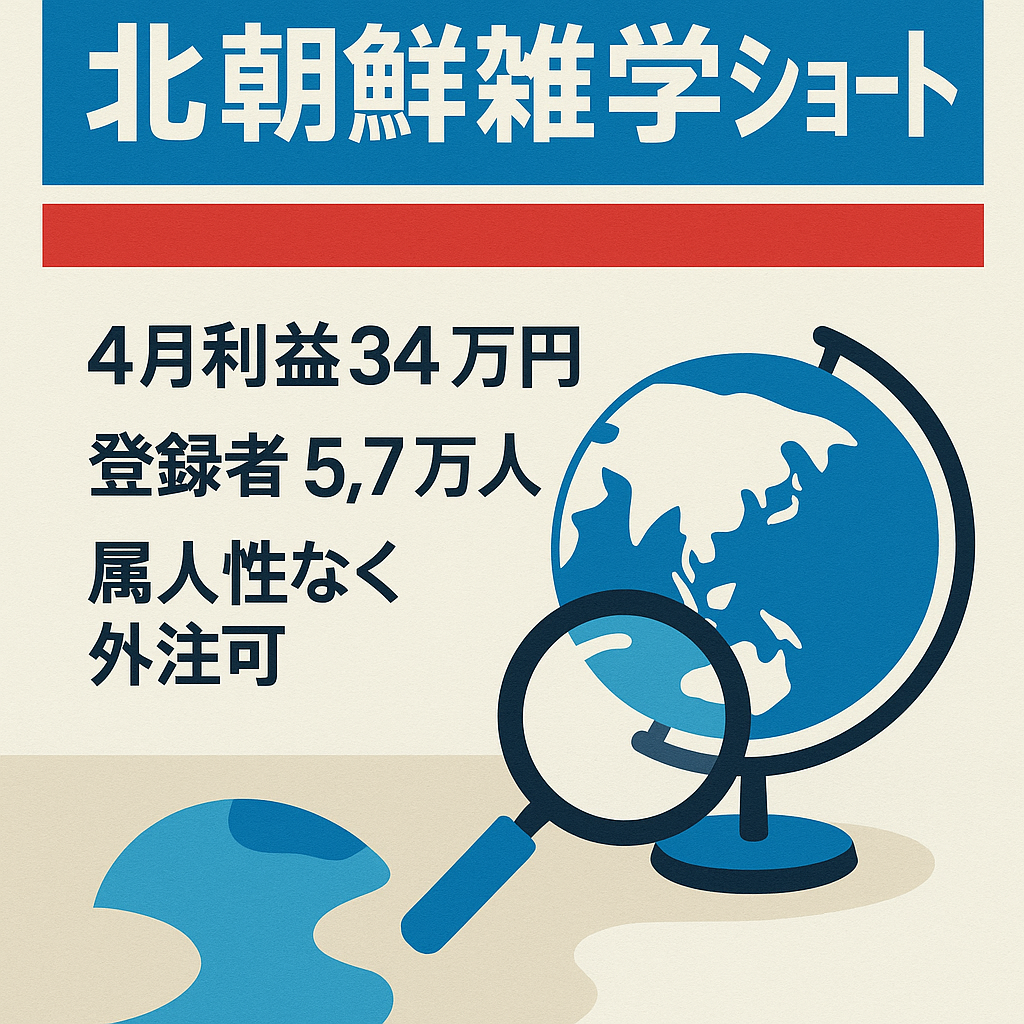 【4月収益34万円・登録者5.7万人】北朝鮮雑学ショート特化チャンネル｜属人性なし・外注可能