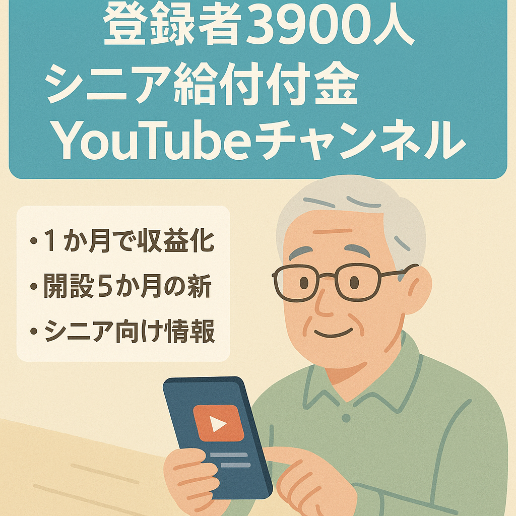 【チャンネル登録者3900人】シニア向け給付金YouTubeチャンネル