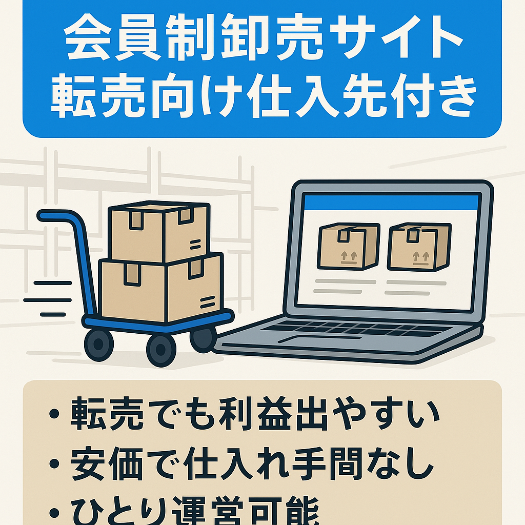 【会員制卸売サイト】個人・転売者向けの商品販売サイト※仕入先付き