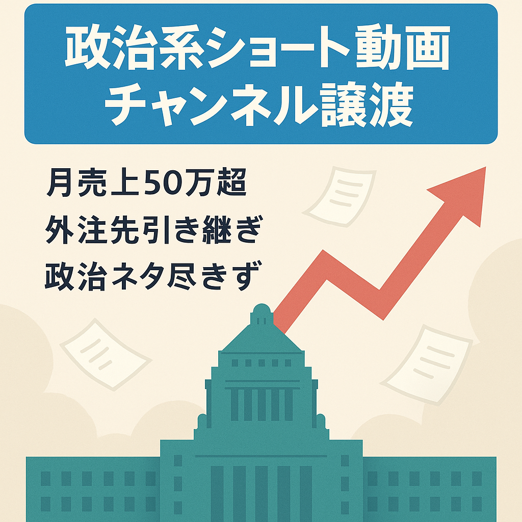 【完全外注可】月50万円以上政治系ショート【成長ジャンルでさらなる売り上げUP】