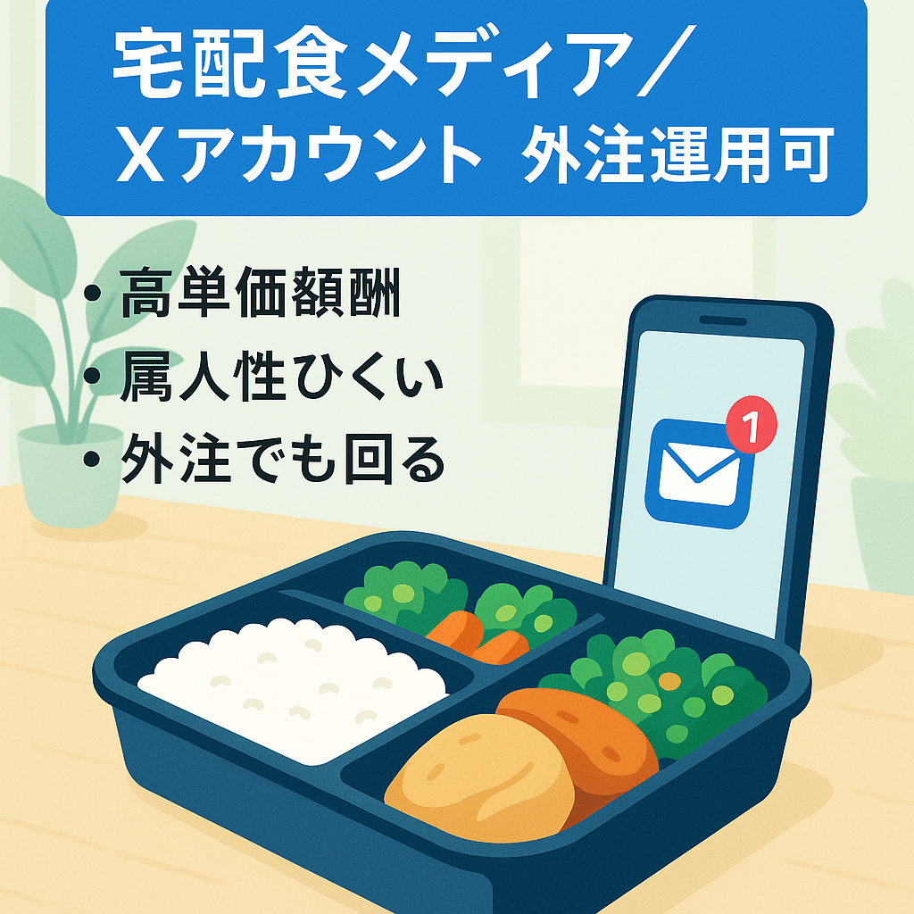 【11ヶ月連続収益】宅配食メディアとXアカウント(1900人) のセット！属人性が低いため外注での運用も可能