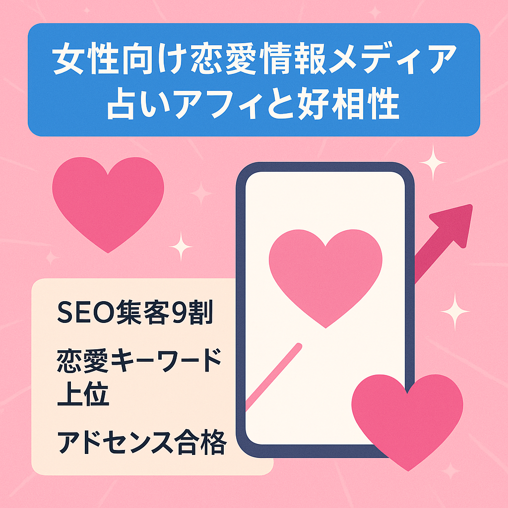 【占い・マッチングアプリ系アフィとの相性も抜群】女性向け恋愛情報メディア【伸びしろあり】