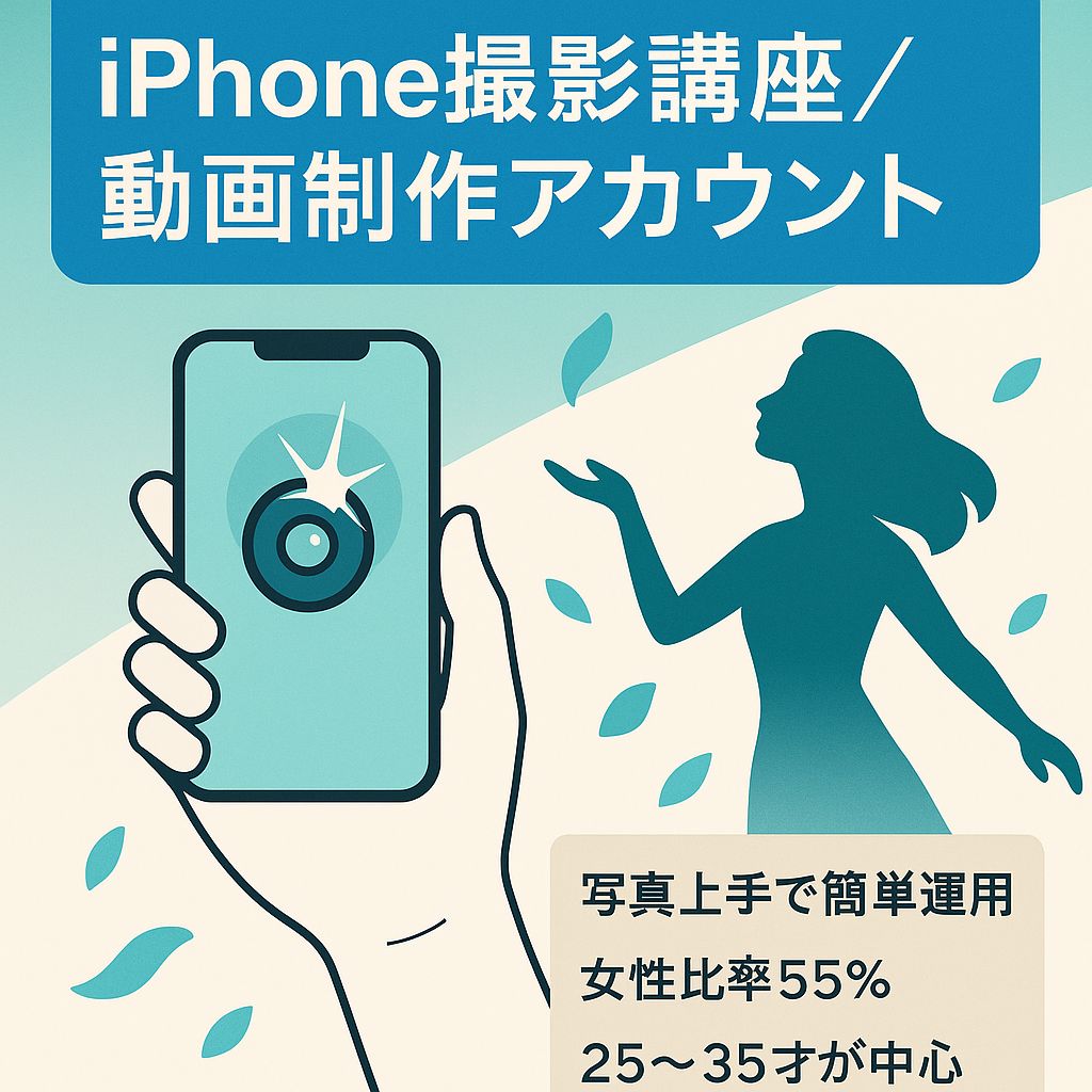 iPhone写真撮影レクチャーおよび動画制作 フォロワー女性比率55％