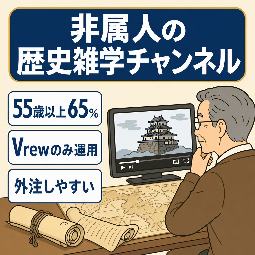 【非属人・歴史コンテンツ】視聴者の65％以上が55歳以上のシニア層。ショート/長尺動画対応。【外注可】