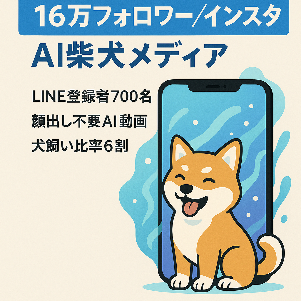 【Instagramフォロワー16万人】AI柴犬特化SNSメディア｜高エンゲージ・広告/タイアップ即運用可/2つの収益モデル